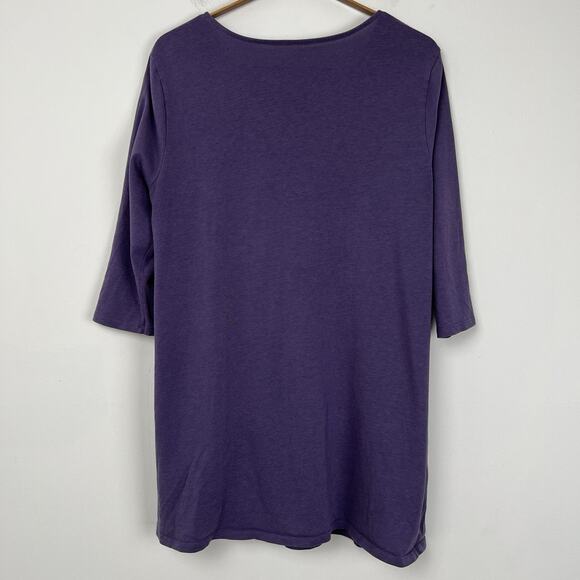 J Jill Pure Jill Women’s Size Large Purple Top Asymmetric 3/4 Sleeve‎ Wrap Tunic - Picture 7 of 9